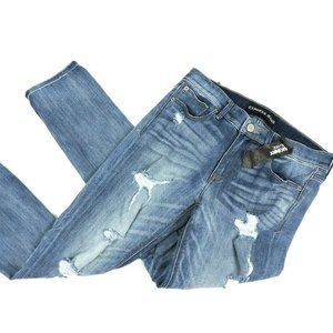 Express Blue Jeans Size 8 Skinny Mid Rise Distress